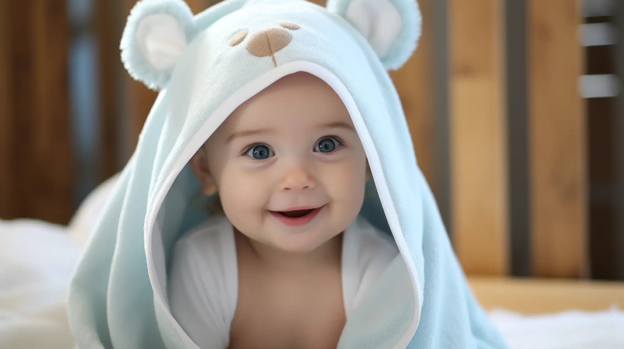 bébé mignon sous sa capuche